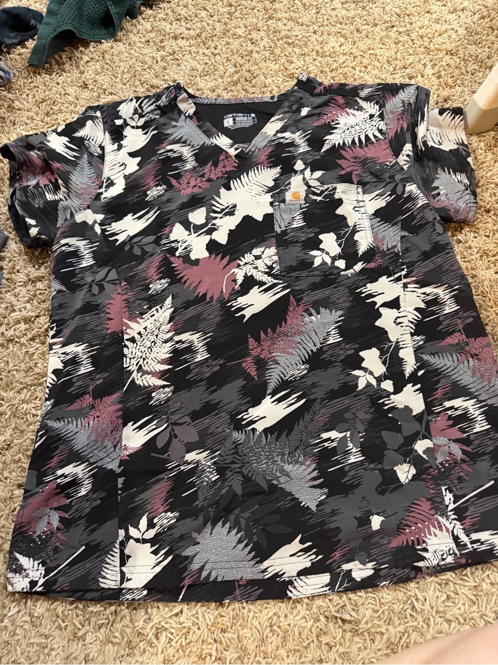 Carhartt Women's Black Floral-Print Short Sleeve Tee